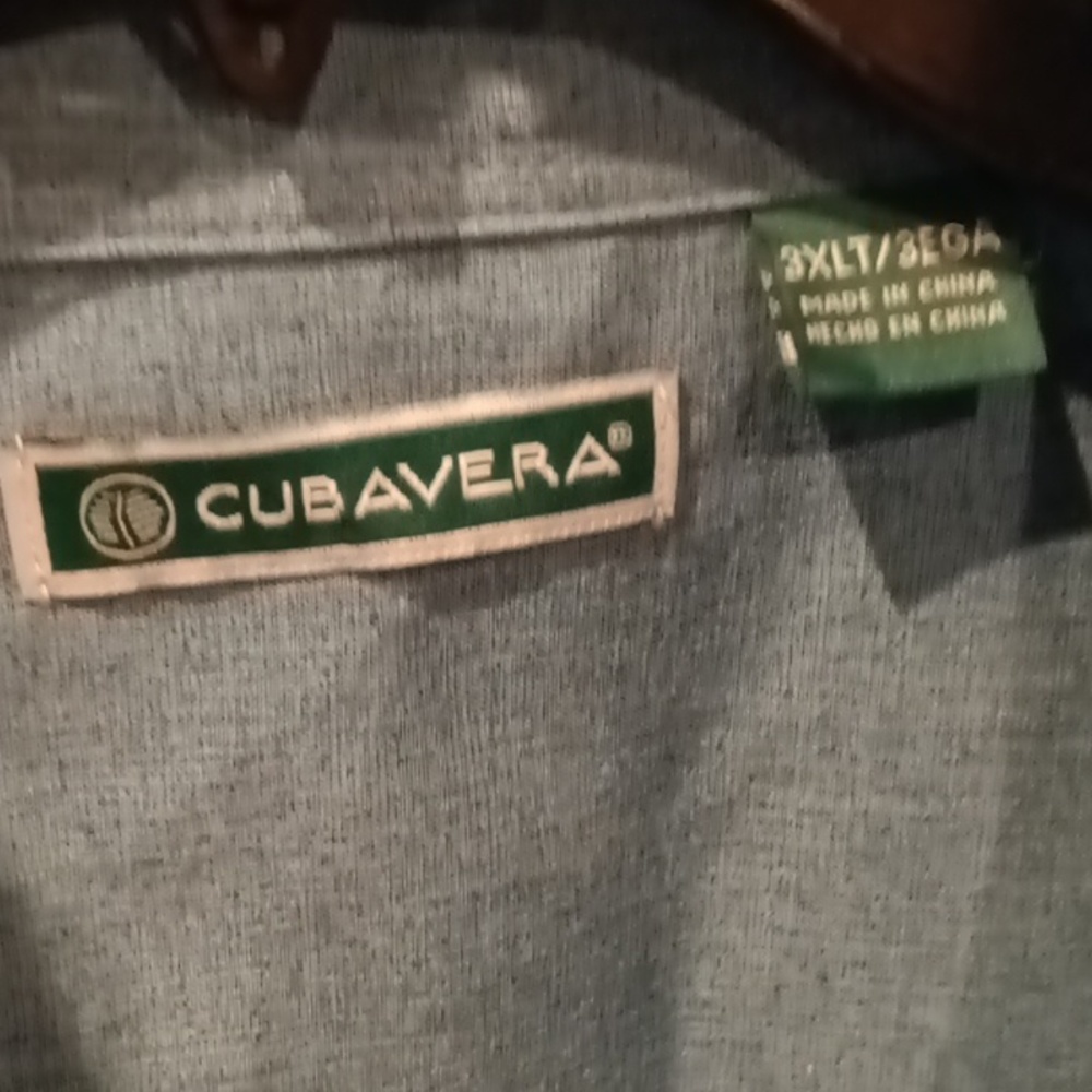 FINAL PRICE NWT CUBAVERA teal short sleeve shirt w foliage print Size 3XLT/3EGA